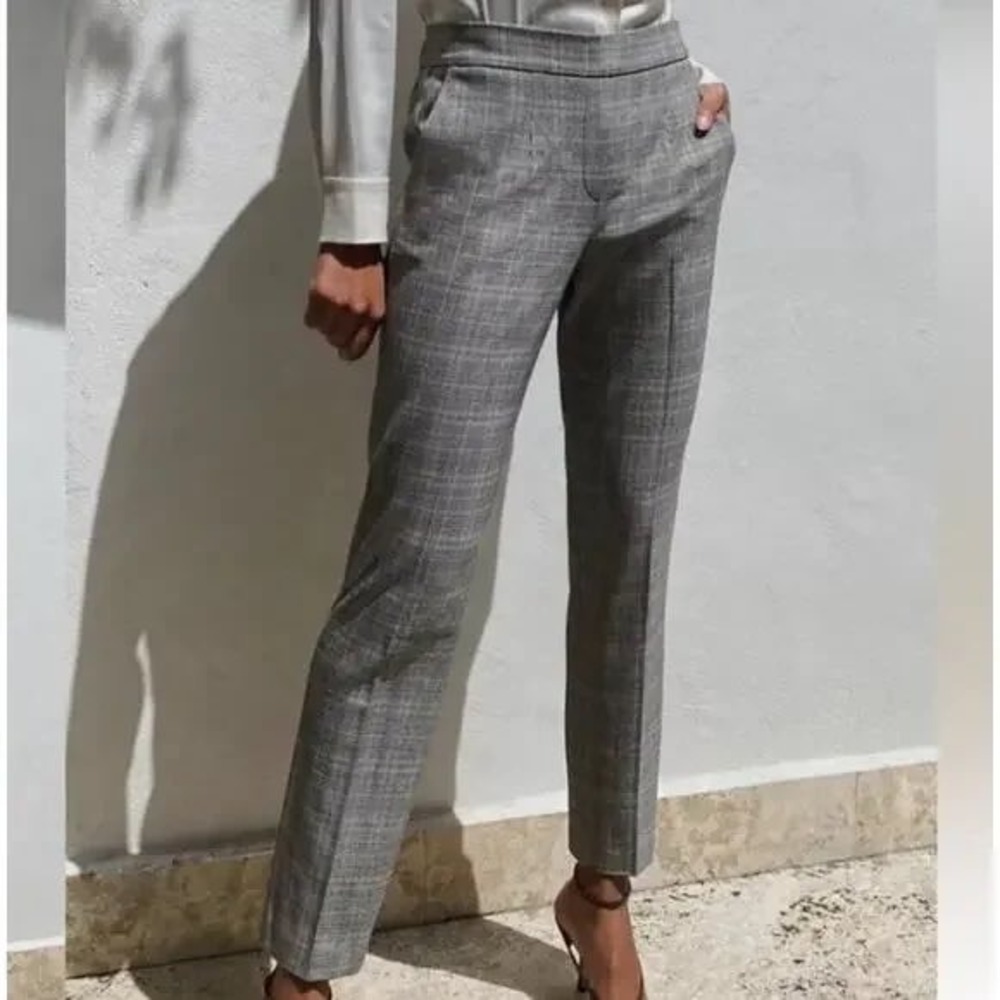 Babaton Conan Pant Womens 0 Grey EUC Plaid Tapered Cropped Dress Trousers